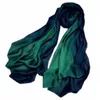 Bow Ties Long Mulberry Silk Gradient Scarf Shawl Dual Purpose Ladies Dark Green