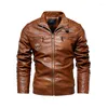 Men's Jackets Men's PU Leather Jacket Winter Style Male Coat European American Motorcycle Wear Plush Streetwear Men Outwear