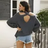 Swetery dla kobiet seksowne bez ramiączek kantar SWEATER SWEM KOLOR SIDY KOLOR DUKA ZAKAZÓWKA Casual Knit Pullover Blue Ladies Chic Tops 2023