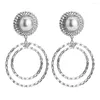 Boucles d'oreilles pendantes strass brillant grand rond pour les femmes bijoux de mode robe de soirée de dame accessoire de déclaration