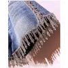 Jeans femme Sexy Wimen strass frangé taille haute forage Denim Shorts diamants glands pantalon Chic cristal pantalon court