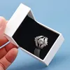 خاتم زفاف فاخر لمجوئة Pandora Real 925 Sterling Silver Princess Wisbone Rings Jewelry for Women Girls Crystal Diamond Ring مع صندوق أصلي