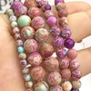 Beads Natural Violet Multicolor Imperial Jaspers Stone Round Sea Sediment Turquoises For Jewelry Making Diy Bracelet 4 6 8mm