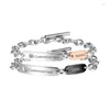 Bracelets porte-bonheur personnalisé Couple CZ en acier inoxydable fermoir à bascule cadeau de poignet pour anniversaire anniversaire hommes femme soeur bijoux Raym22