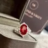 Cluster Rings Charm Ruby Diamond Ring 925 Серебряное обручальное обручальное кольце