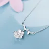 Pendanthalsband gren Cherry Blossom Korean Silver Color Temperament Personlighet Fashion Female Jewely Necklace Sne017