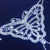 여자 트랙 슈트 반짝이는 모조 다이아몬드 나비 모양 브라 끈 2 조각 세트 여자 섹시 란제리 애호가 선물 나이트 클럽 타이 속옷 댄스