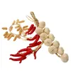 Decorative Flowers 3Pcs Artificial Vegetables Pepper Onion Garlic Strings Simulation Lifelike Red Peanut Hanging Rope