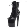 Bottes Sexy Stripper Dancer 8 Inch High Heel Platform Silver Lace Up Cheville