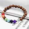 Strang Perlenstränge Männer Natürliche Holzperlen Armbänder Onyx Meditation Gebetskette 7 Chakra Armreifen Frauen Holz Yoga Schmuck Pulseira