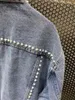 女性用ジャケット11.11秋のファッション重工業刺繍パールデコレーションショートデニムジャケットコート