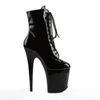 Bottes Sexy Stripper Dancer 8 Inch High Heel Platform Silver Lace Up Cheville