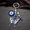 Antique Silver Animal Pendant Evil Eye Keychains Good Luck Gift Charms Lanyards for Women