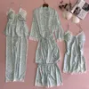 Женская одежда для сна, напечатанная весенняя ночная рубашка кружевная отделка пижам
