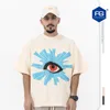 Fg Roupa Masculina | Nova marca de moda primavera/verão 2023 High Street Eyes padrão americano popular impressão de espuma camiseta de manga curta para homens86ki