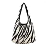 Bolsas para noite com padrão de zebra malha feminina bolsa de ombro vintage eco coreana compras de crochê corda bolsas de tricô bolsa diária Sling Sac