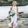 2021 Богемное пляжное свадебное платье из слоновой кости высокие низкие кружевные коротки