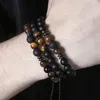 Pulseiras de pedra natural 8 mm feitas à mão com miçangas Conjunto de 3 peças Jóias de yoga para clube de festa masculino