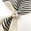 Scarves 2023 Top Quality Pearl Silk Scarf Ring Decorative Buckle Multifunctional Smooth Accessories Wholesale