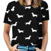 Damen T-Shirts Wiener Hund Print T-Shirt Dackel Silhouette Ziemlich Kurzarm Casual T-Shirt Sommer Grafik T-Shirts 4XL 5XL 6XL