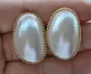 Aretes Z10934 Enorme arete de perla Mabe ovalada blanca de 32 mm