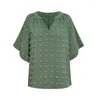 Frauen T Shirts 2023 Sommer Kurzarm T-shirt frauen Casual Stil V-ausschnitt Einfarbig Pelz Ball Tops Weibliche
