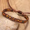 Charm Bracelets Natural Stones Woven Wrap Beaded Bracelet Unique Tiger Eye Friendship Adjustable Bangle Charms Bohemia Handmade Reiki