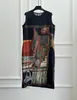 Runway Dress 2023 spring summer art printed silk dress