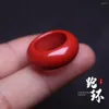 Cluster Rings Natural Real Red Cinnabar Jade Ispessimento Gioielli Band Ring Pietre per uomo Gioielli Mens Good Luck Gift