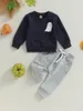 Zestawy odzieży Urocze Halloween Toddler Boys Outfit Pumpkin Ghost Print Crew Szyjka i długie spodnie na jesienne sezon