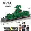 MOC Militaire KV44 voertuigen speelgoed Zware Tank Model Geassembleerde Bouwstenen WW2 Leger Wapen Educatief Bricks kerstcadeau