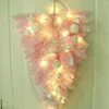 Decoratieve bloemen roze kunstmatige krans voor kerstversiering voordeur opknoping ornament met licht Home decor bruiloft feest vakantie