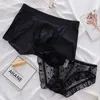 Caleçon Sexy Couples sous-vêtements hommes glace soie Boxer femmes dentelle amoureux culotte confortable Lingerie