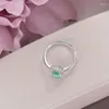 Cluster Rings Silver For Women Fine Jewelry Natural 7 5mm Topaz Green Oval Gemstone Luxury Vintage Ring White Gold Plated R-TO001