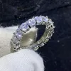 Кластерные кольца размер 5-10 крупные бриллианты роскошные ювелирные украшения Real 925 Серебряный серебряный серебро белый топаз CZ Женское свадебное кольцо
