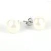 Boucles d'oreilles à clous 10mm grande perle de coquille pour les femmes bijoux de fête de mariage clous d'oreille en acier inoxydable hypoallergénique