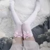 여자 양말 섹시한 여자의 양해지 핑크 활 숙박 허벅지 하이 실크 스타킹 호스.