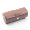 Titta på lådor Partihandel 3 Slots Roll Leather Storage Case Black Men's Display Armband Smyckespresent