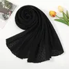 Sciarpe Hijab in chiffon plissettato con pompon Sciarpa per donna Pieghe Hijab Scialle lungo Foulard solido Avvolge fascia Turbanti