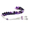 Bracelets porte-bonheur Agate violette Tasbih cadeau musulman 8 MM pierre naturelle prière islamique 33 perles Bracelet OEM/rosaire