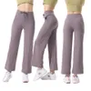 Kvinnors nya nylon High midja dragsko lösa yogasportbyxor visar smala fit hiss höfter breda ben Micro Flap Pants for Women LL Yoga Outfit