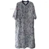 Vêtements ethniques 2023 Traditionnel Vintage Qipao National Bambou Imprimer Coton Lin Robe Chinois Amélioré Cheongsams Hanfu Rétro Zen