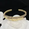 luxury Fashion Women Stainless steel Bangle Pearl Designer Crystal Double Letter Open Elegance Lady Jewelry Bracelet