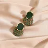 Boucles d'oreilles à tige Vintage femmes cerceau grand pendentif géométrique pour femmes couleur verte cadeau de noël 2023 tendance bijou