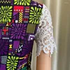 Etnik Giyim Dashiki Afrika Elbise Kadın O boyun yüksek bel Afrika Moda Baskı Dantel Patchwork Ofis Leydi Kalem