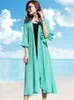 Kvinnors blusar 2023 Chiffon Cardigan Women Summer Beach Korean Fashion Kimono Black White Red Green Pink Long Blus Shirt