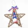 Fleurs décoratives American Independence Day Star Star Wreaty Decor Decoration Rudolph Wicker pentagram Pendant Garlands Window Wall Decor