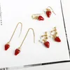 Dangle Earrings Sweet And Cute Fashion Exquisite Strawberry Soft Girl Style Long Without Pierced Ear Clips