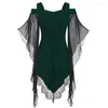 Casual Dresses Handkakor Skjorta klänning Grommet Pet Gothic Punk Women Drape Sleeves Cold Shoulder Tunic Long Blus Tops Witch Costume