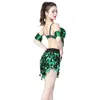 Стадия Wear 2023 XL Size Sexy Dance Costumes для женской карнавальной одежды 4-листья кисточка для бюстгальтера с нарядами для юбки